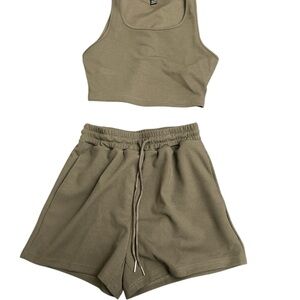 H&M Olive Green Tank Top and Shorts Set